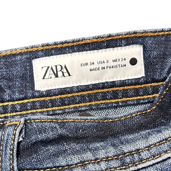 Zara 2 Jean Denim Dark Wash Blue Casual Americana Office - Picture 3 of 3